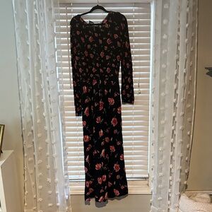 XTC Black Jumpsuit with Red Floral Design